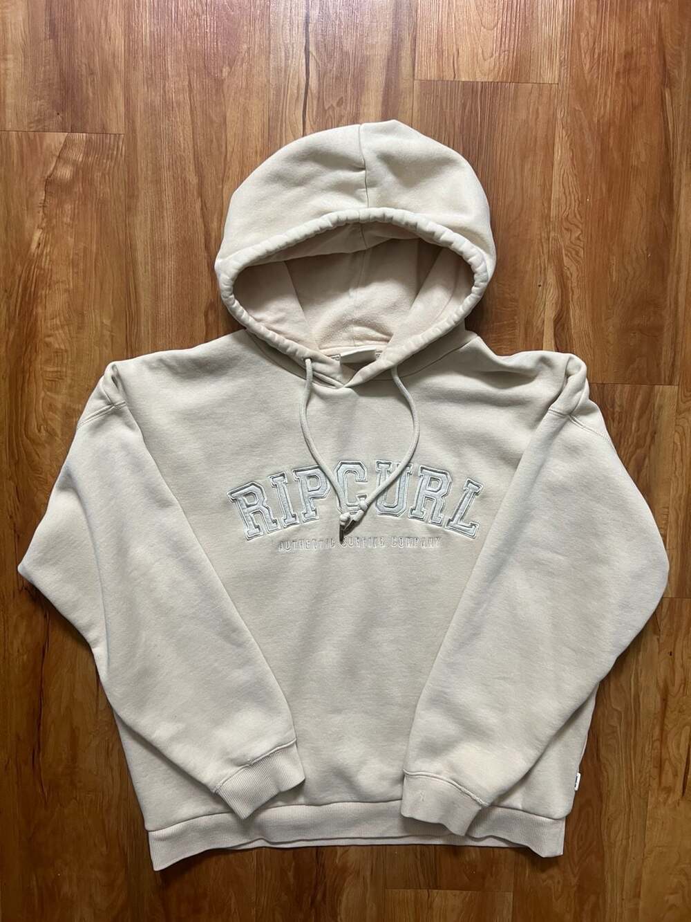 Rip Curl Varsity Hoodie Size S Natural Beige Pullover